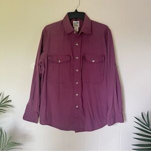 TravelSmith Men's Plum Casual Button Down Shirt